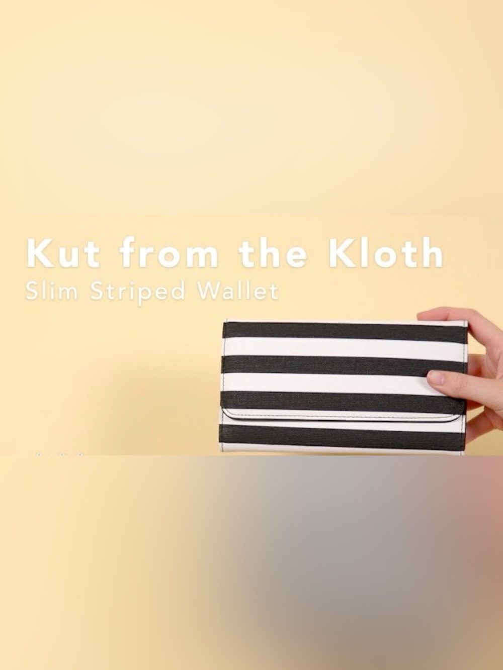 Kut From The Kloth Slim Wallet | Black White Striped Wallet | Vegan Leather